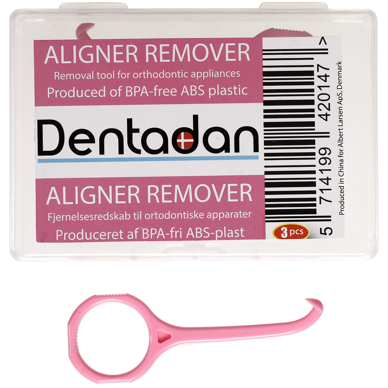 Dentadan Aligner Fjerner 3 stk. Dentale Bøjlefjernere PINK