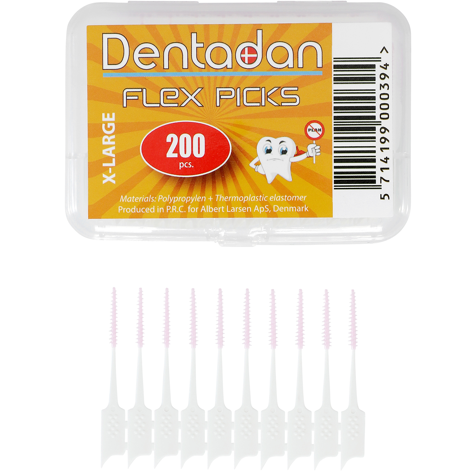 Dentadan Flex Picks 200 Stk. X-LARGE Soft Sticks Zahnstocher + Zwischenraumbürste