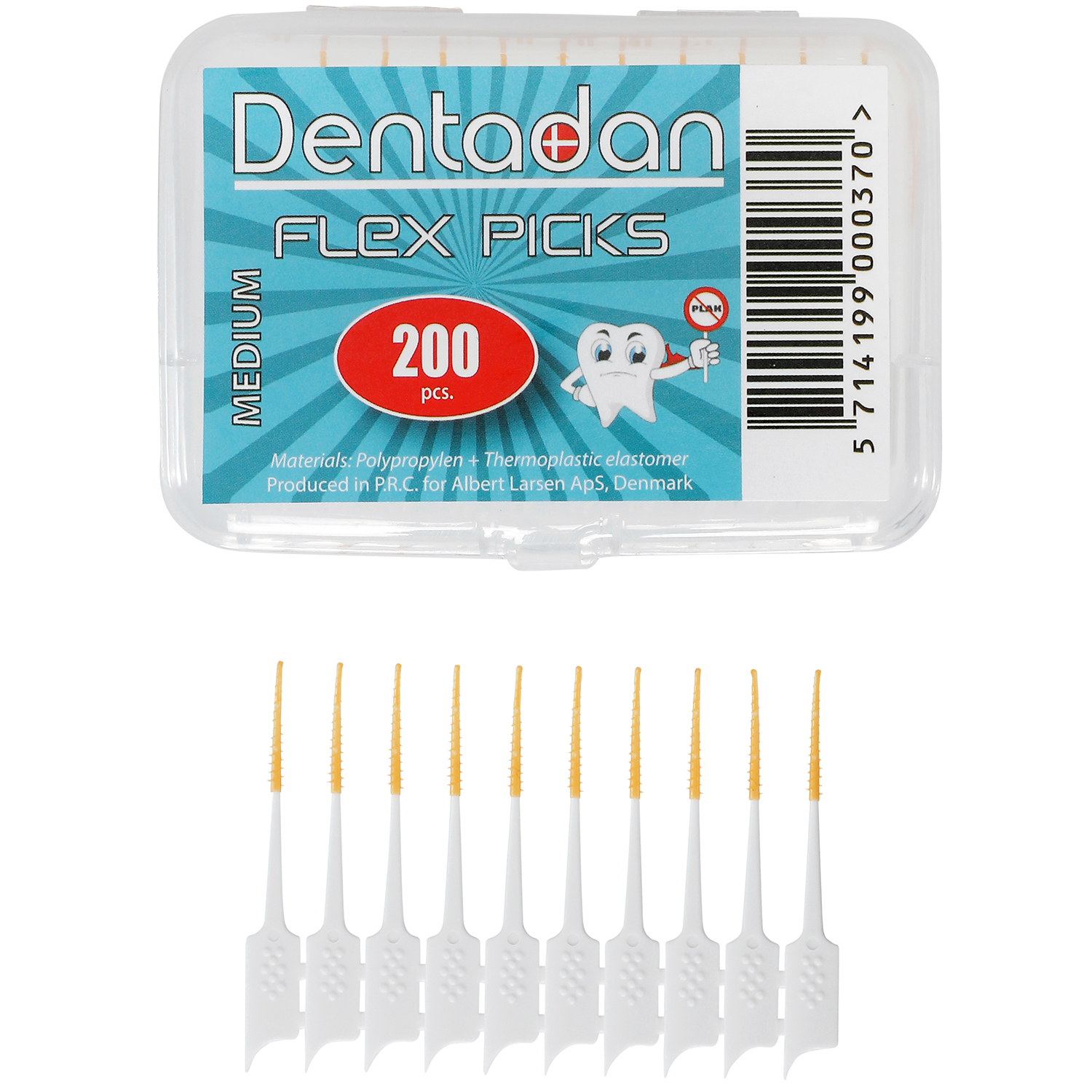 Dentadan Flex Picks 200 Stk. MEDIUM Soft Sticks Zahnstocher + Interdentalbürste