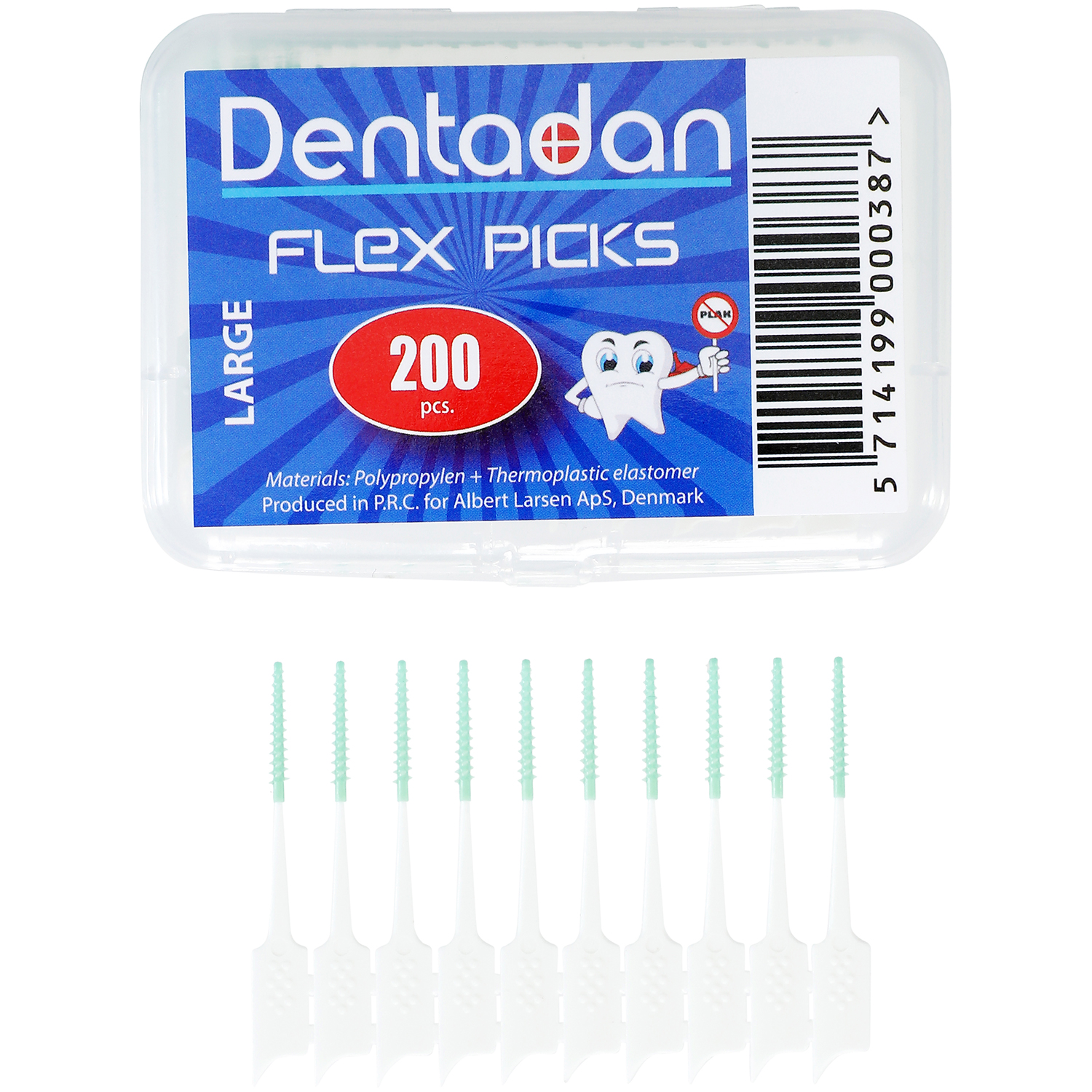 Dentadan Flex Picks 200 Stk. LARGE Soft Sticks Zahnstocher + Interdentalbürste
