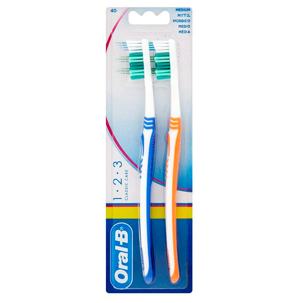 2 stk. Oral-B Tandbørste 1-2-3 classic care 40 - medium