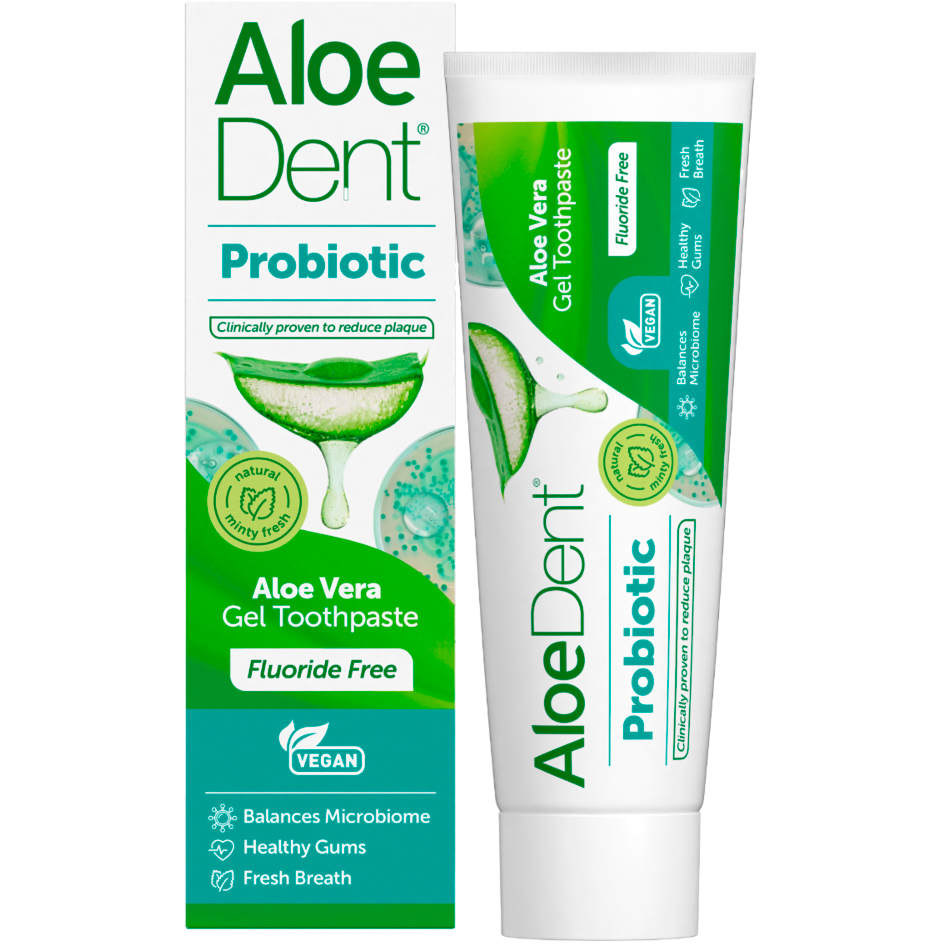 ALOEDENT Probiotic Aloe Vera Gel 75 ML. Fluoridfri tandpasta med probiotika og xylitol