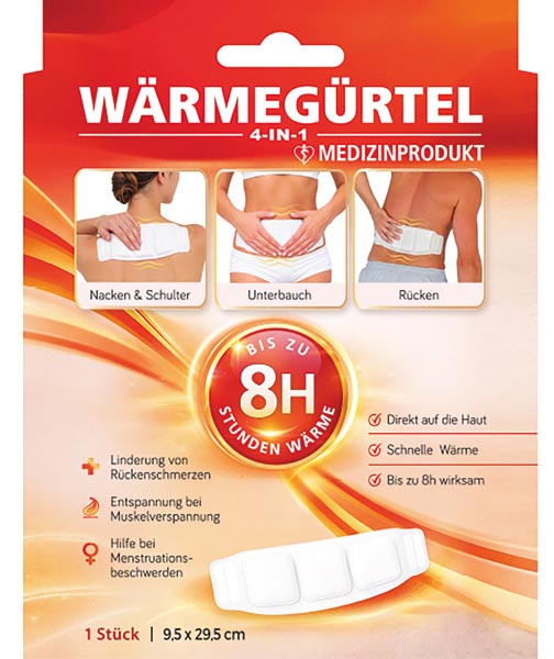 4-in-1 Wärmepflaster für Rücken, Nacken, Schultern und Unterleib