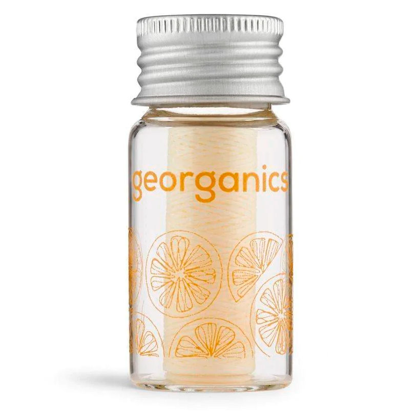 Bæredygtig Tandtråd Georganics Orange Glasdispenser