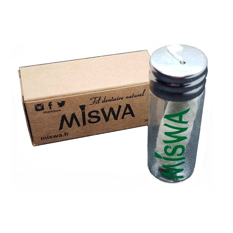 Nachhaltiger Zahnseide Miswa Glasspender 30 mtr.