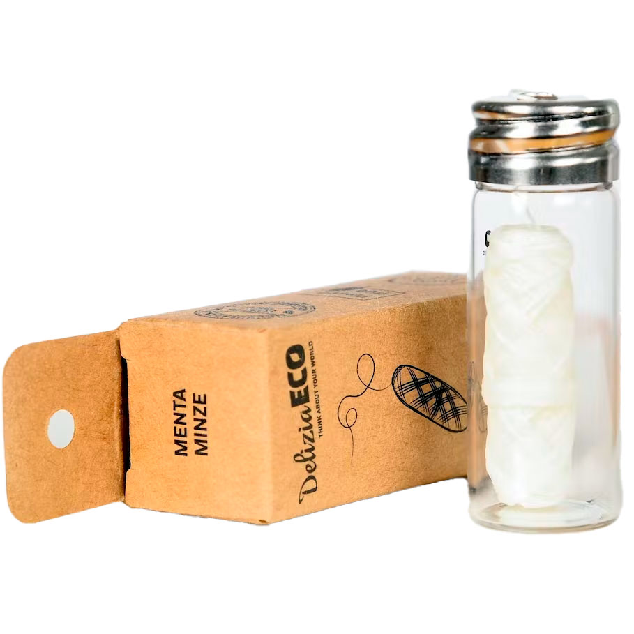 Zahnseide ohne PFAS Delizia Eco Glasspender