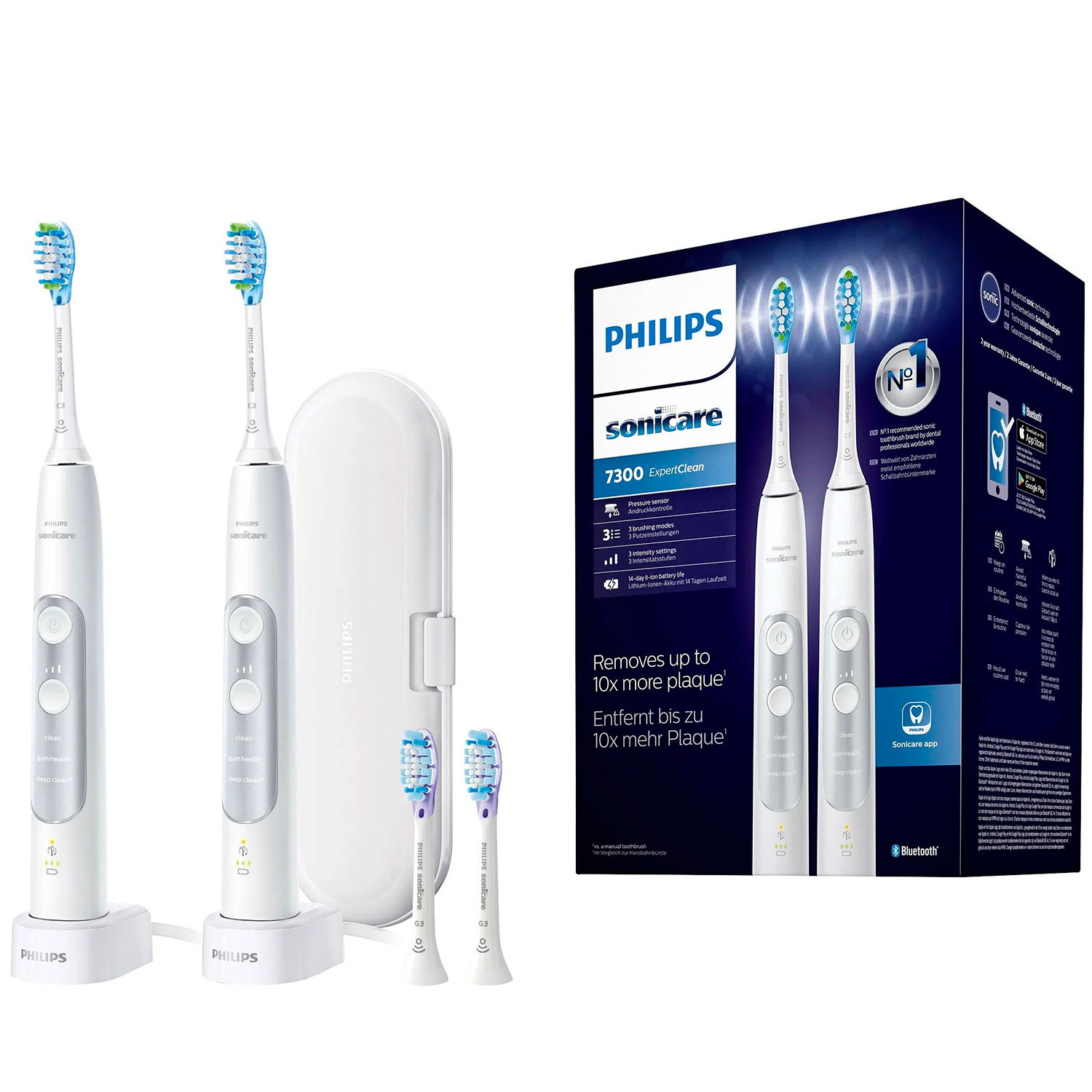 Philips Sonicare DUO Elektrische Zahnbürsten ExpertClean 7300