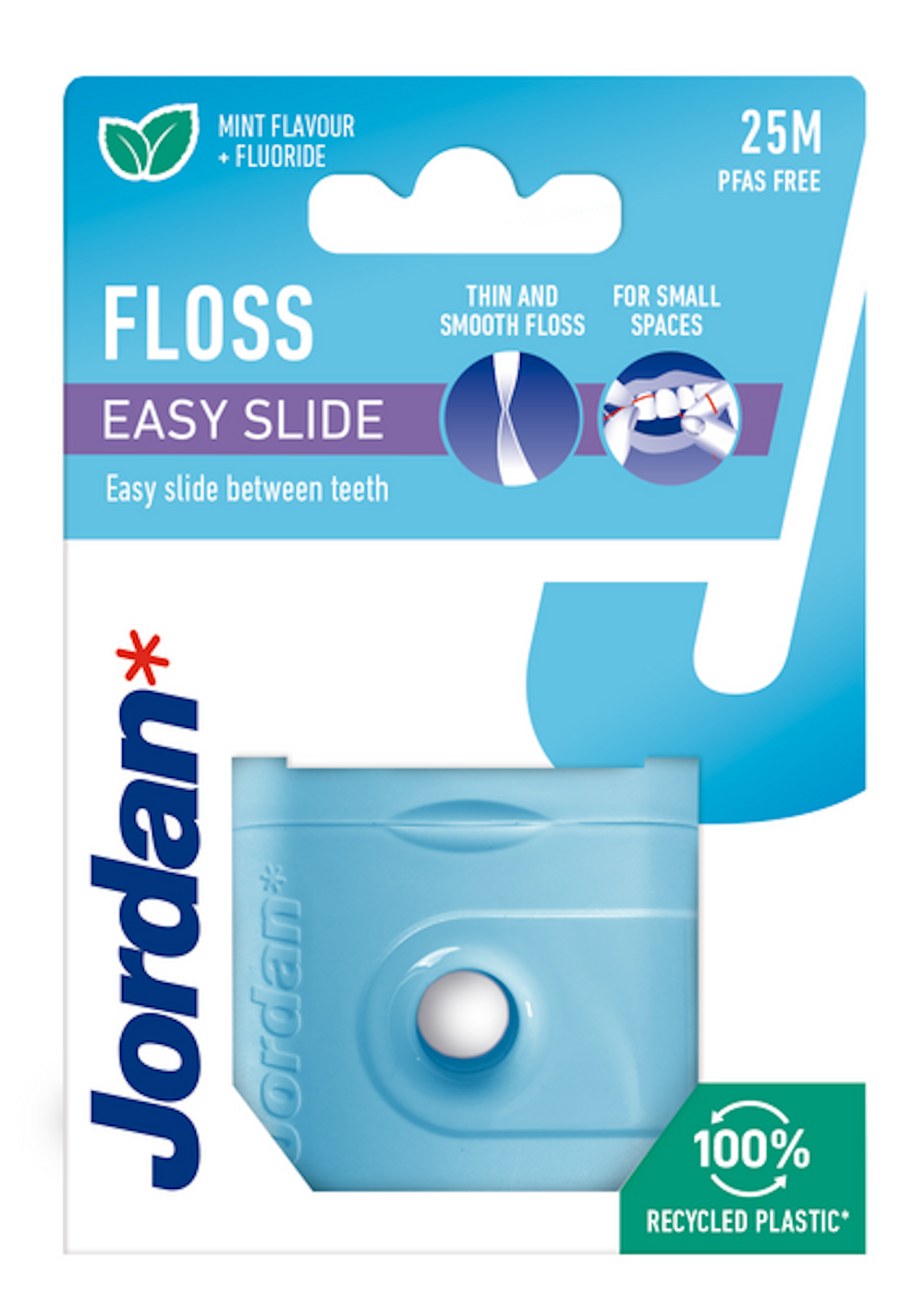 Jordan Easy Slide Floss 25 m Dünner und glatter Zahnseide mit Fluor