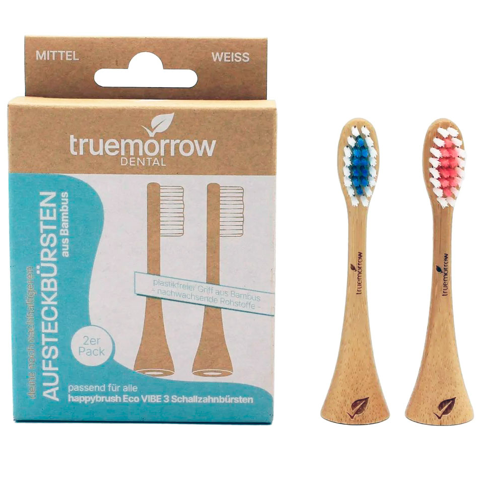 Bambusbürstenköpfe Blau + Rosa für Philips Sonicare Truemorrow MEDIUM