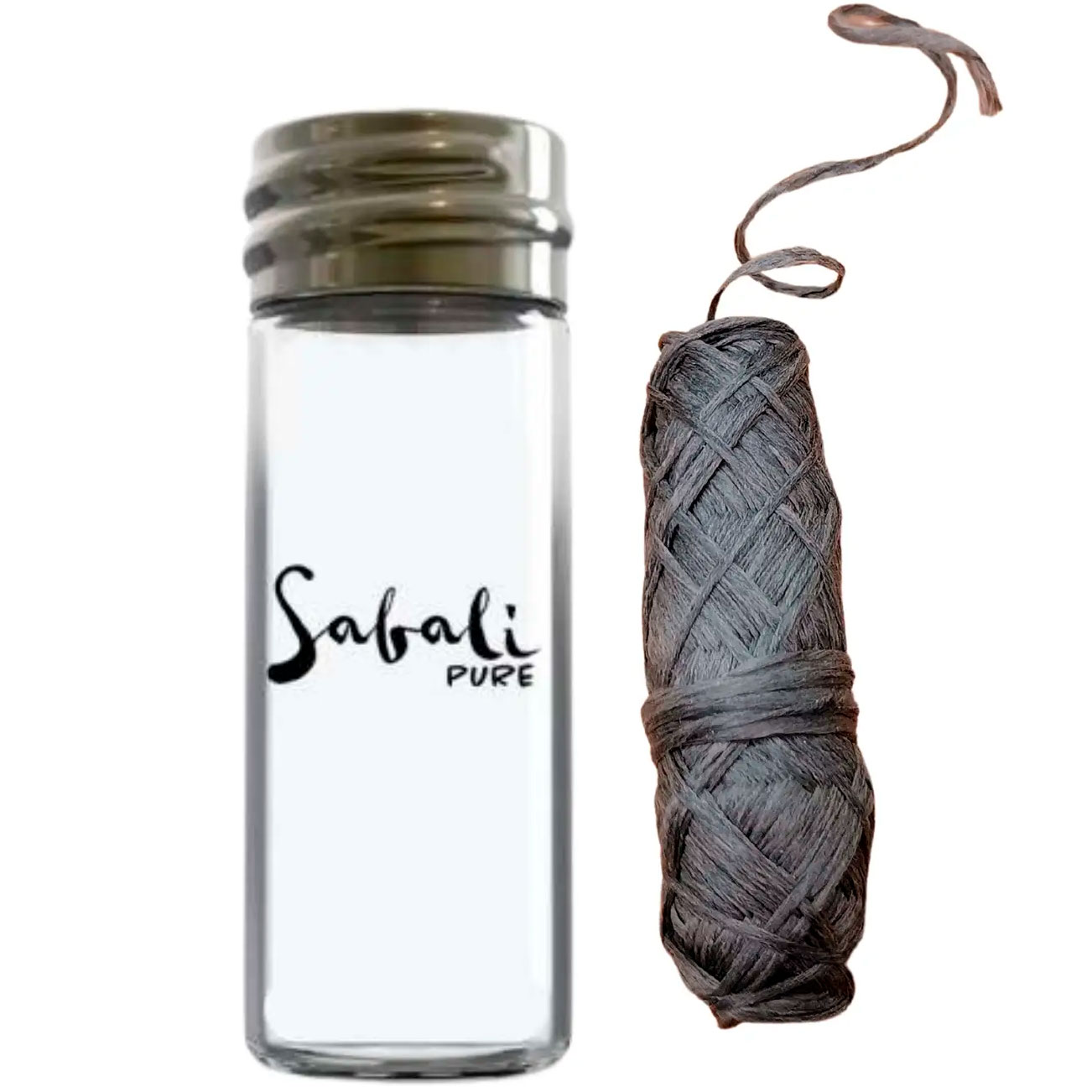 Zahnseide ohne PFAS 30 mtr. + Glasspender Sabali Pure Charcoal