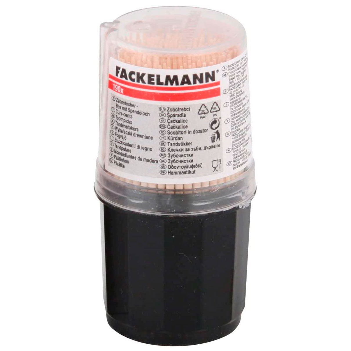 Tandstikker Træ Fackelmann 190 stk. Dispenser SORT - Træ tandstikker - Tandtråd / Tandstikker / Flosser