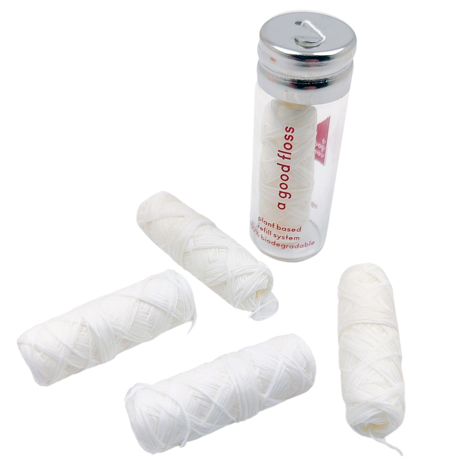 Zahnseide ohne PFAS Agood Company 5 x 30 mtr. + Glasspender