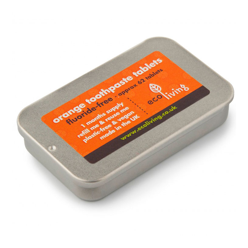 EcoLiving Zahnpasta-Tabletten in der Dose Orange Fluorid