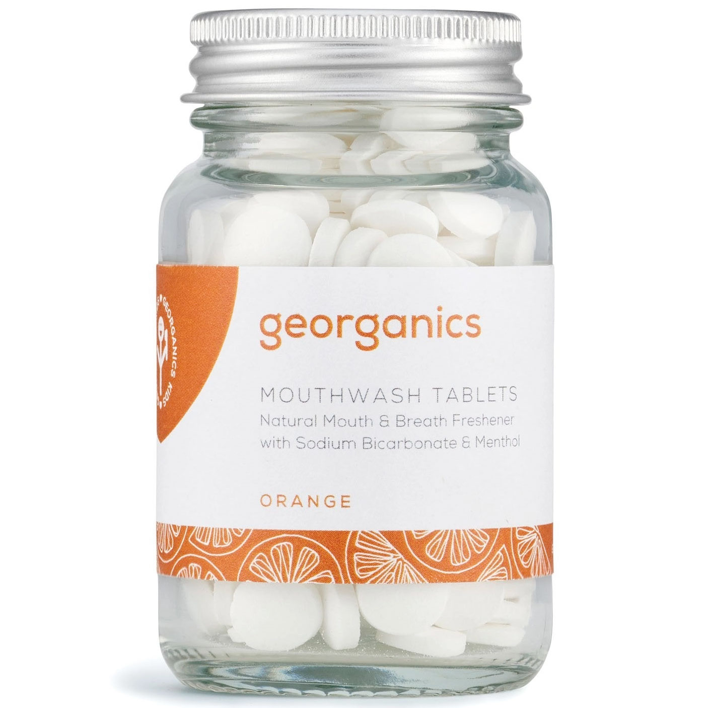 Naturlig Mundskyl Tabletter Georganics Orange 180 stk. - Økologisk / Naturlig Mundskyl