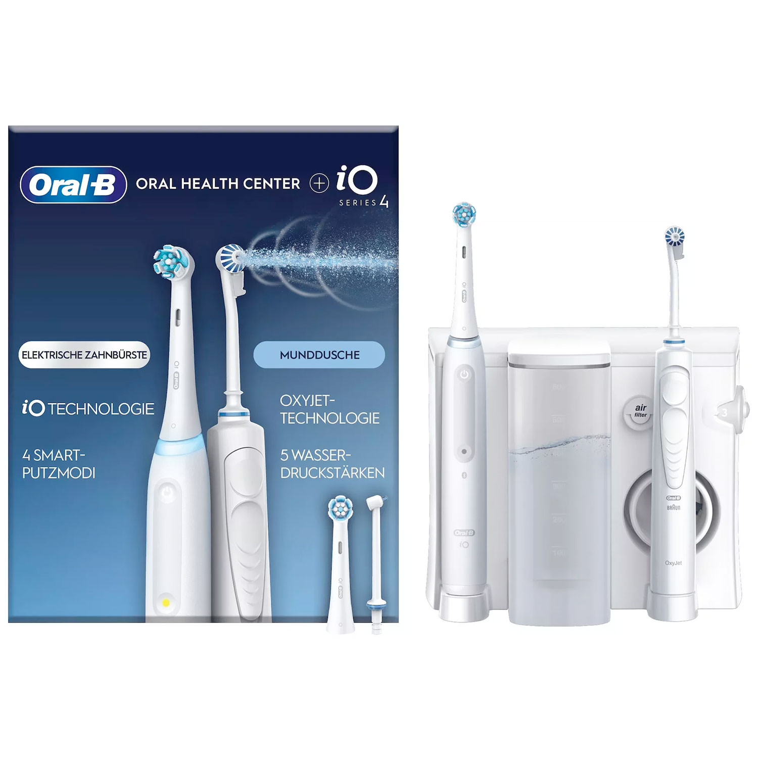 Oral-B iO Series 4 Zahnbürste + Mundwasser Oxyjet Center