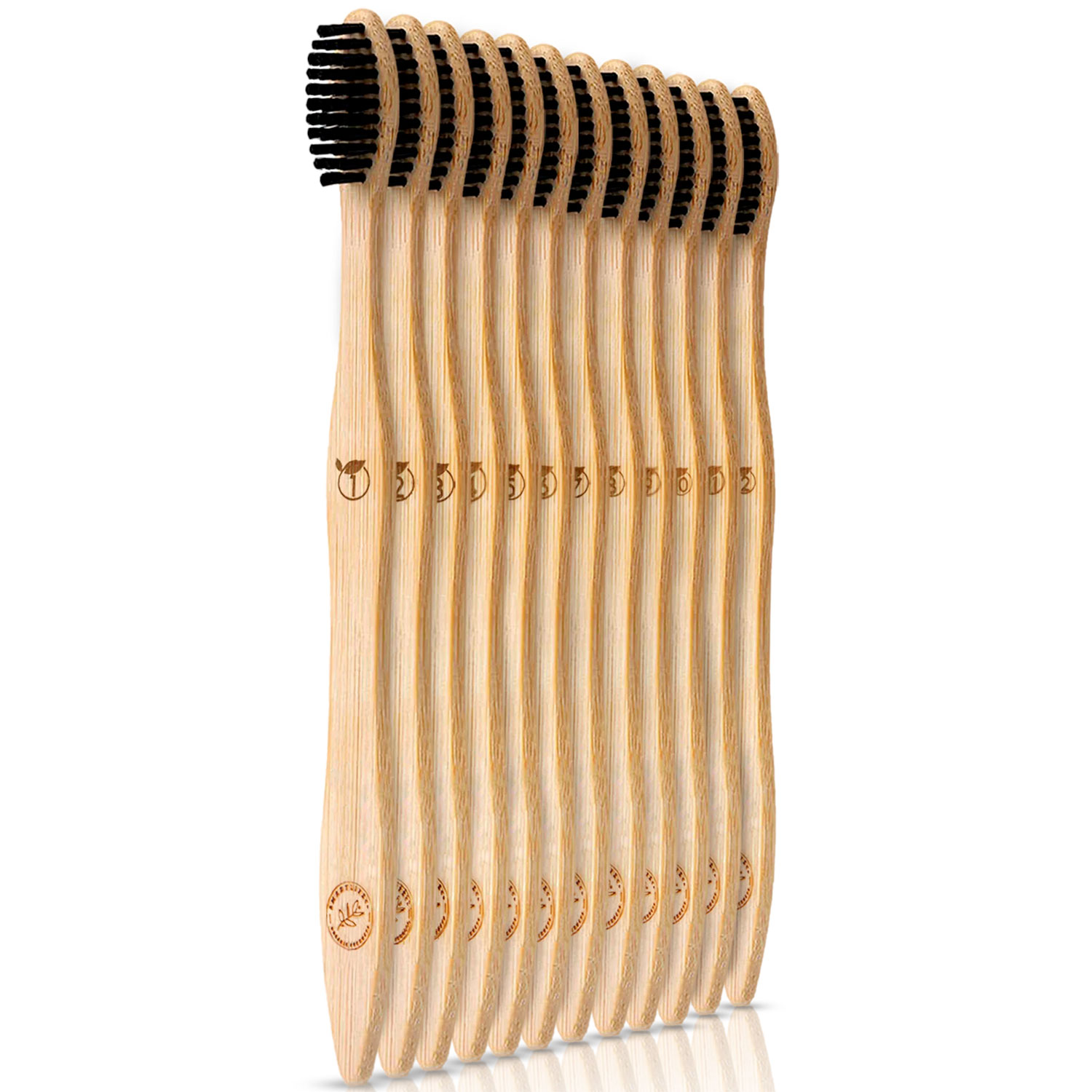 Bambus Tandbørster 12 Stk Charcoal Bamboo Fra Smartlifeco
