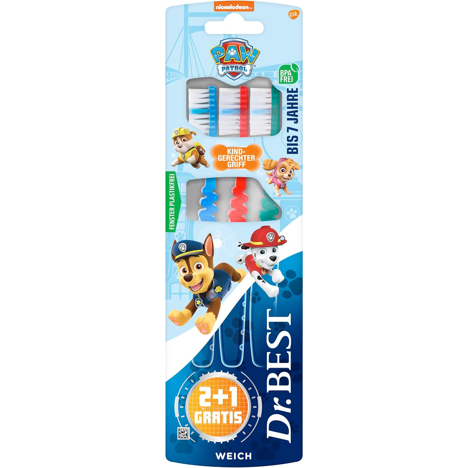 PAW PATROL 3 stk. Dr. Best Børnetandbørster