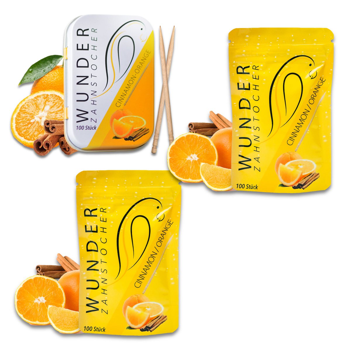 Wunder Tandstikker Med Smag Cinnamon+Orange Sampak