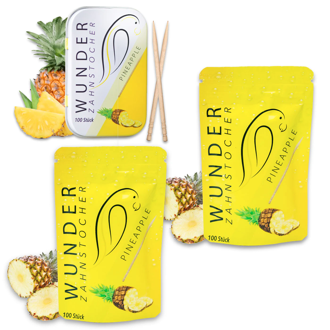 Wunder Tandstikker Med Smag PINEAPPLE Sampak