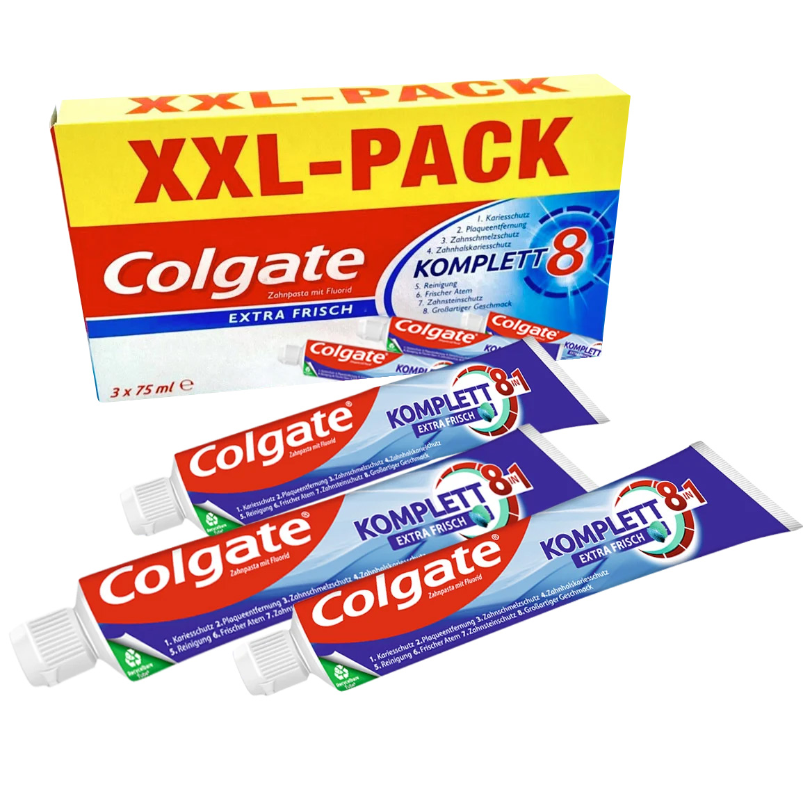 3 Tuben Colgate Complete 8 Extra Fresh Zahnpasta