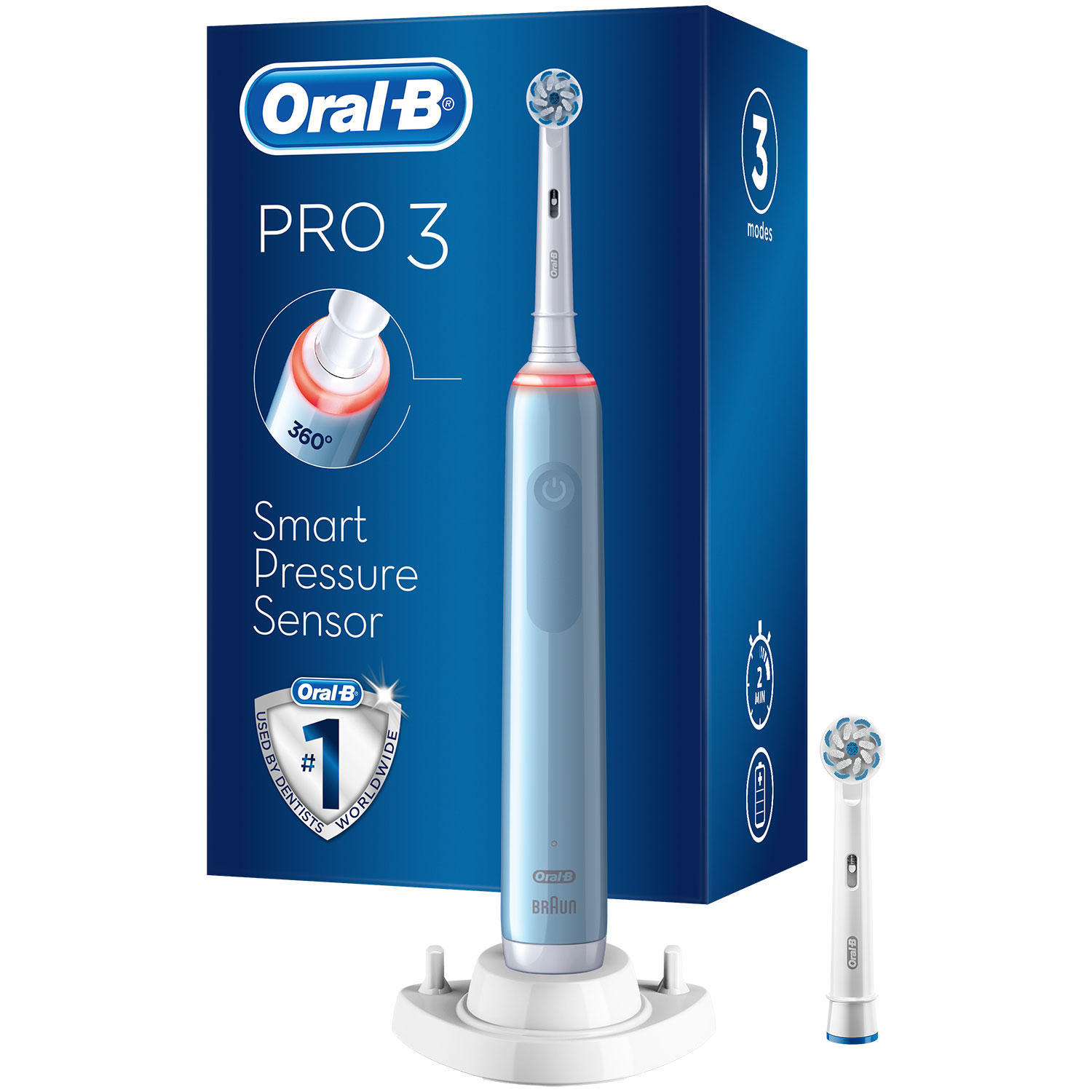 Oral-B Pro 3 3200 Sensitive BLAU Elektrische Zahnbürste Extra Bürstenkopf
