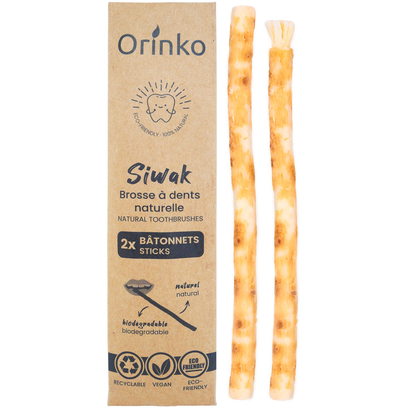 Miswak Pinde 2 stk. ORINKO Siwak Sticks 100% Naturlig Tandbørste - Miswak Tandbørster