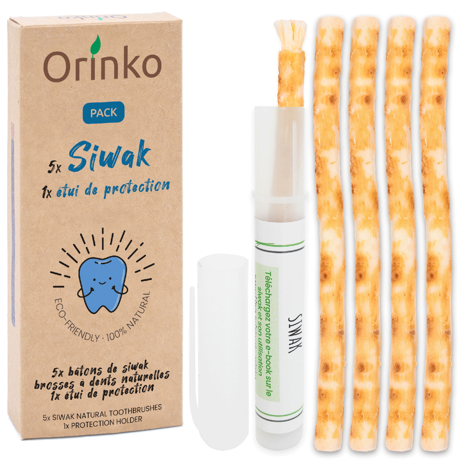 Miswak Sticks 5 Stk. + Etui ORINKO Siwak Sticks 100 % natürliche Zahnbürste