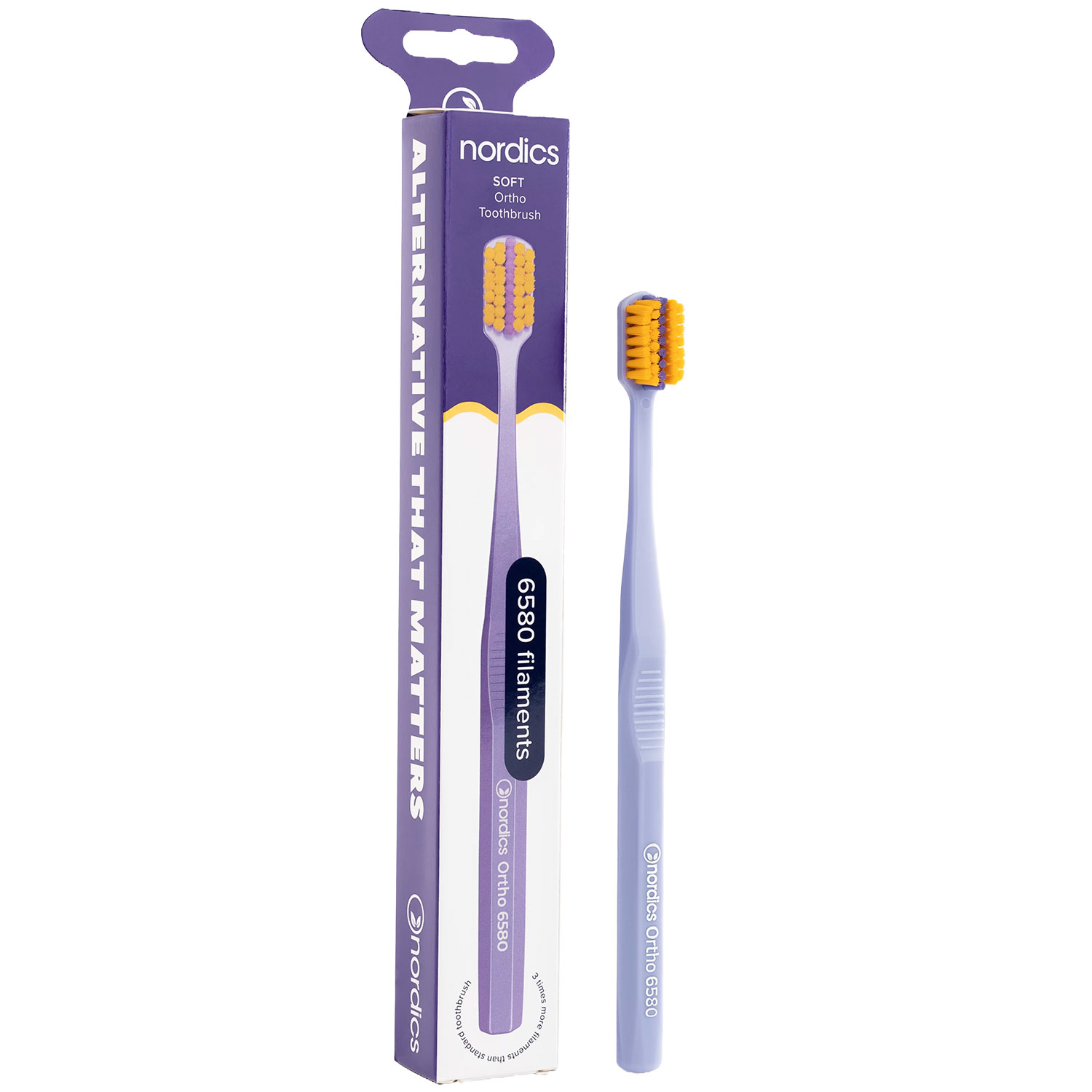 Kieferorthopädische Zahnbürste Nordics Premium Ortho 6580 Soft LILA BÜRSTENHAARE