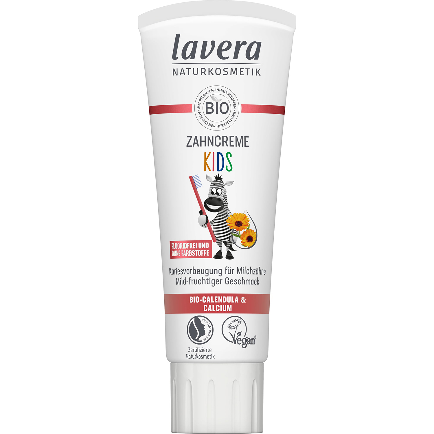 Natürliche Xylitol Kinderzahnpasta LAVERA Kids Fluoridfrei 75 ml.