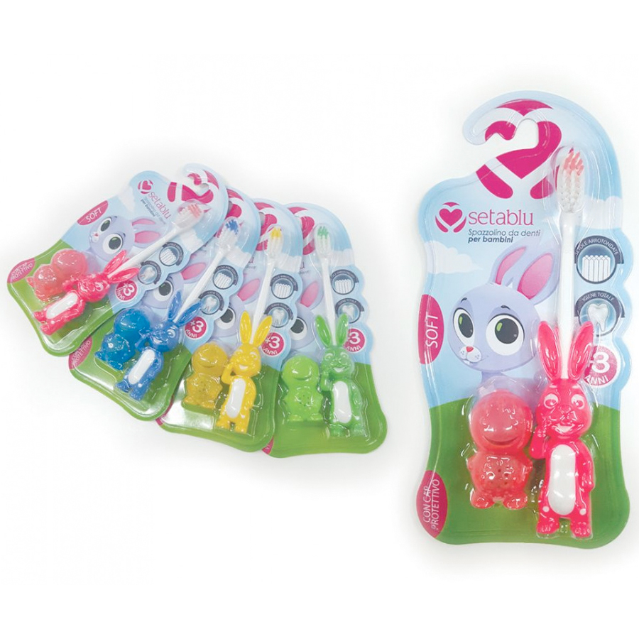 Kinderzahnbürste Setablu Rabbit 3 Jahre/+ BLAU