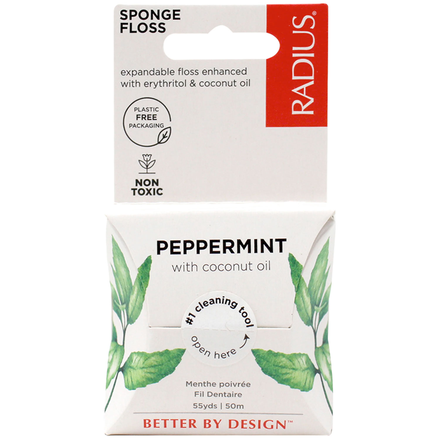 Vegane Zahnseide Radius Sponge Floss Peppermint & Coconut 50 mtr