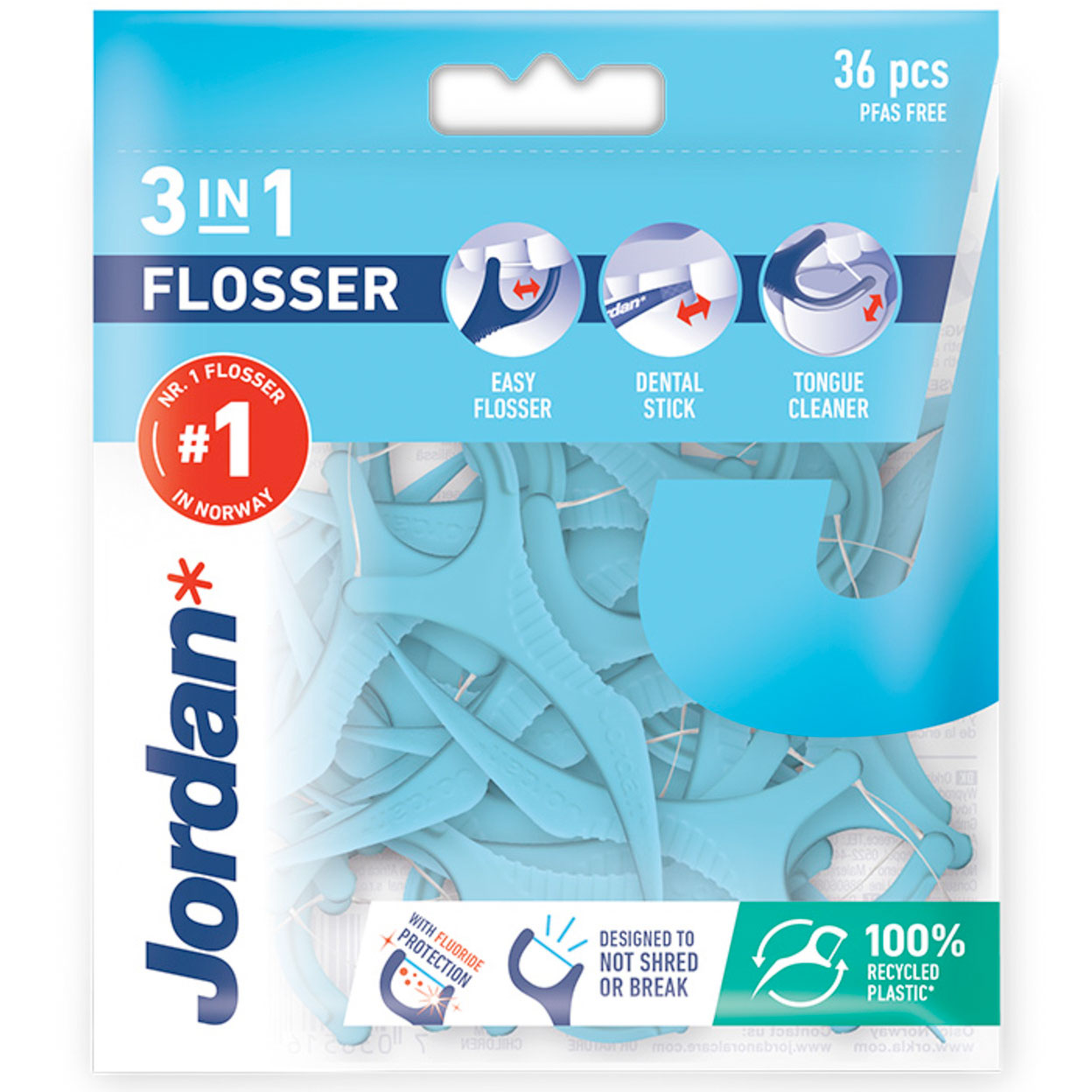 Jordan 3-in-1 Flosser Zahnseidenhalterungen 36 Stk.