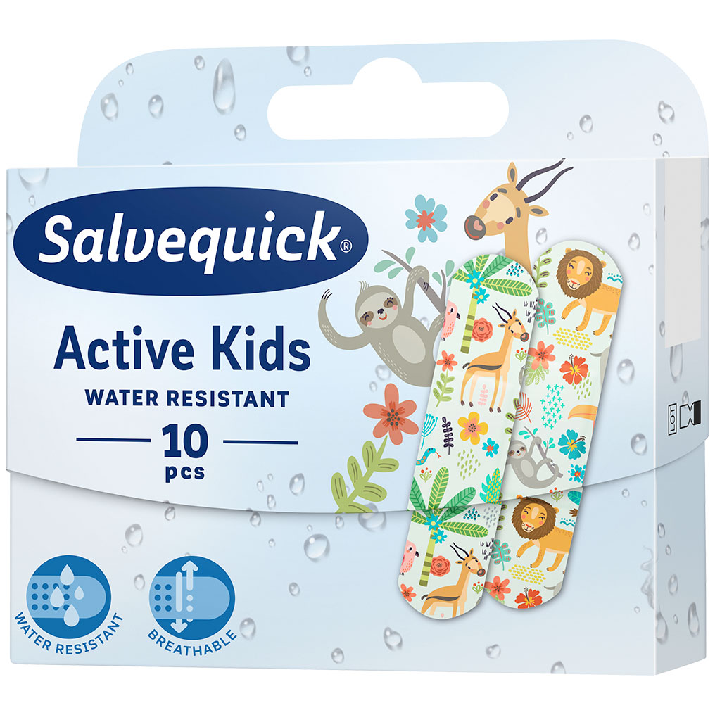Salvequick Børneplaster Active Kids 10 stk. - SalveQuick Hæfteplaster - Plastre + Bandager