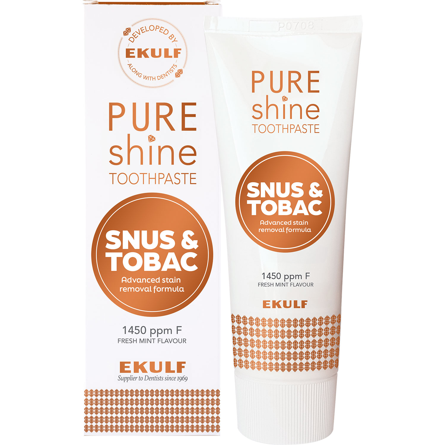 Zahnaufhellende Zahnpasta Ekulf Pure Shine Snus & Tobacco 75 ml