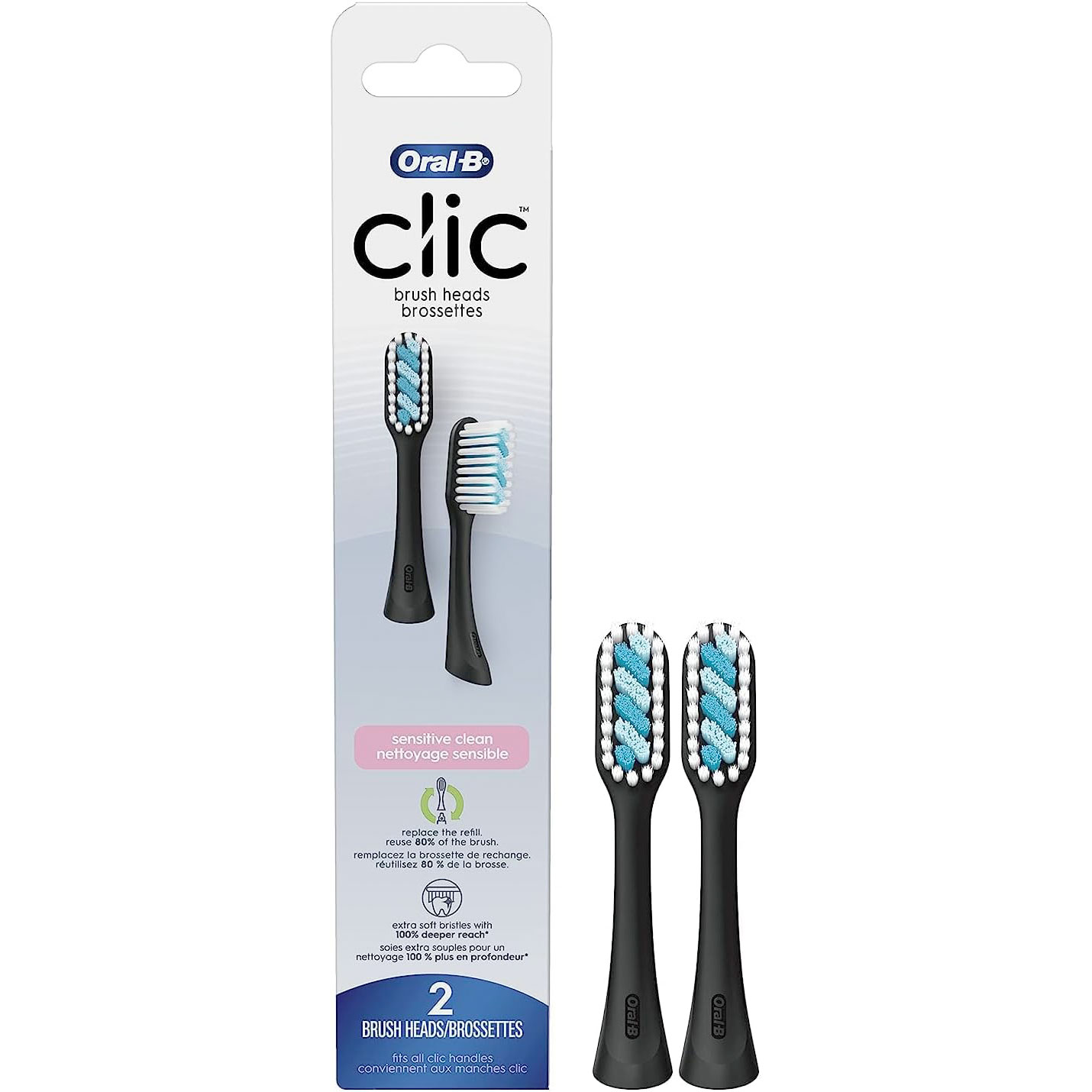 Oral-B CLIC Zahnbürstenköpfe Sensitive Clean 2 Stk.