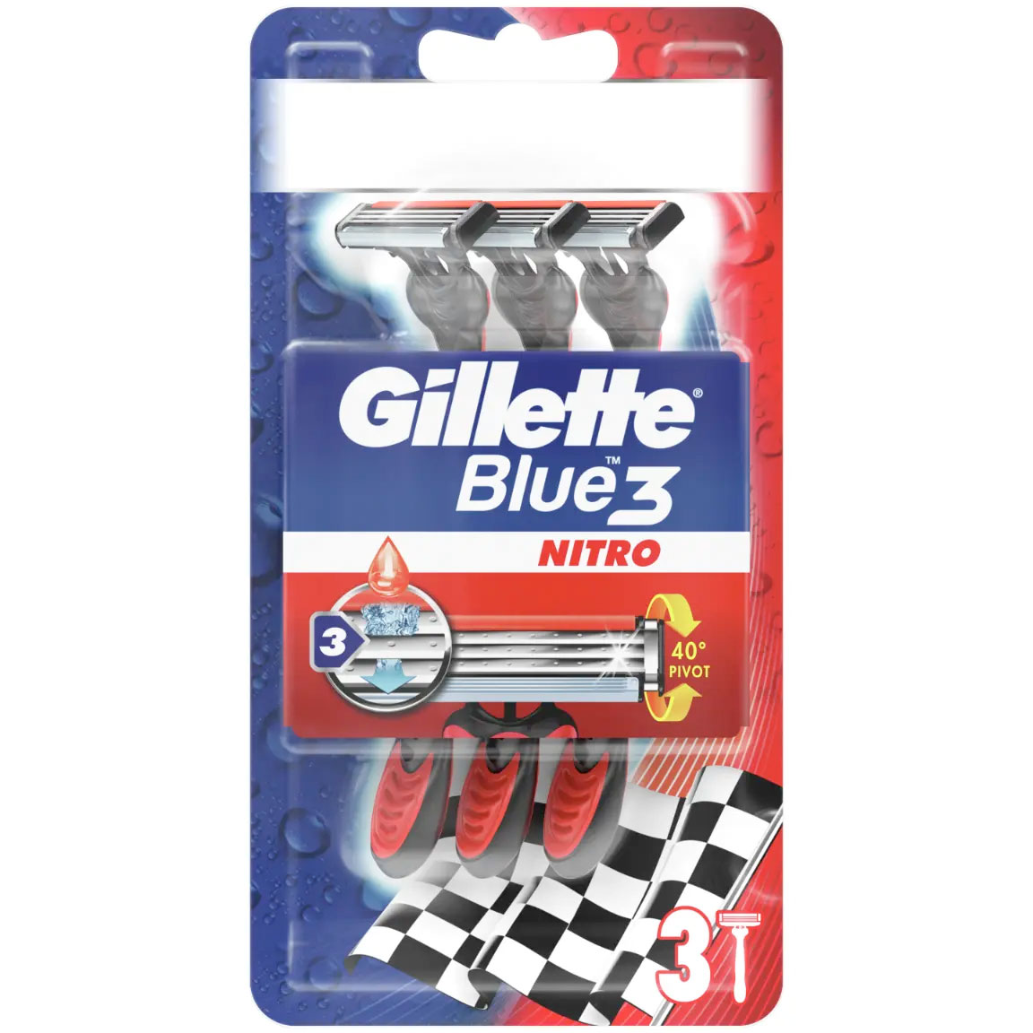 Gillette Blue 3 NITRO Rasierer 3er-Pack.