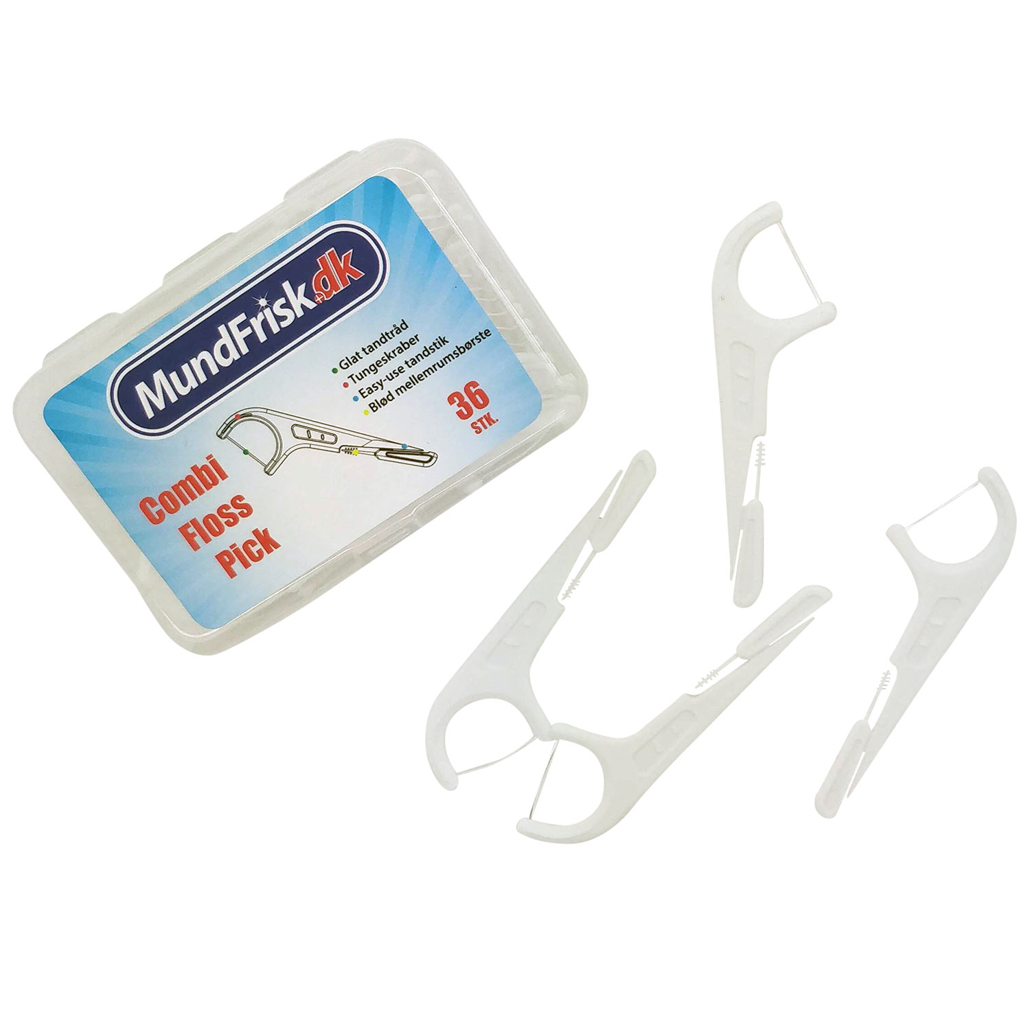 MundFrisk Combi Floss Pick - Tandtråds-bøjle med mellemrumsbørste
