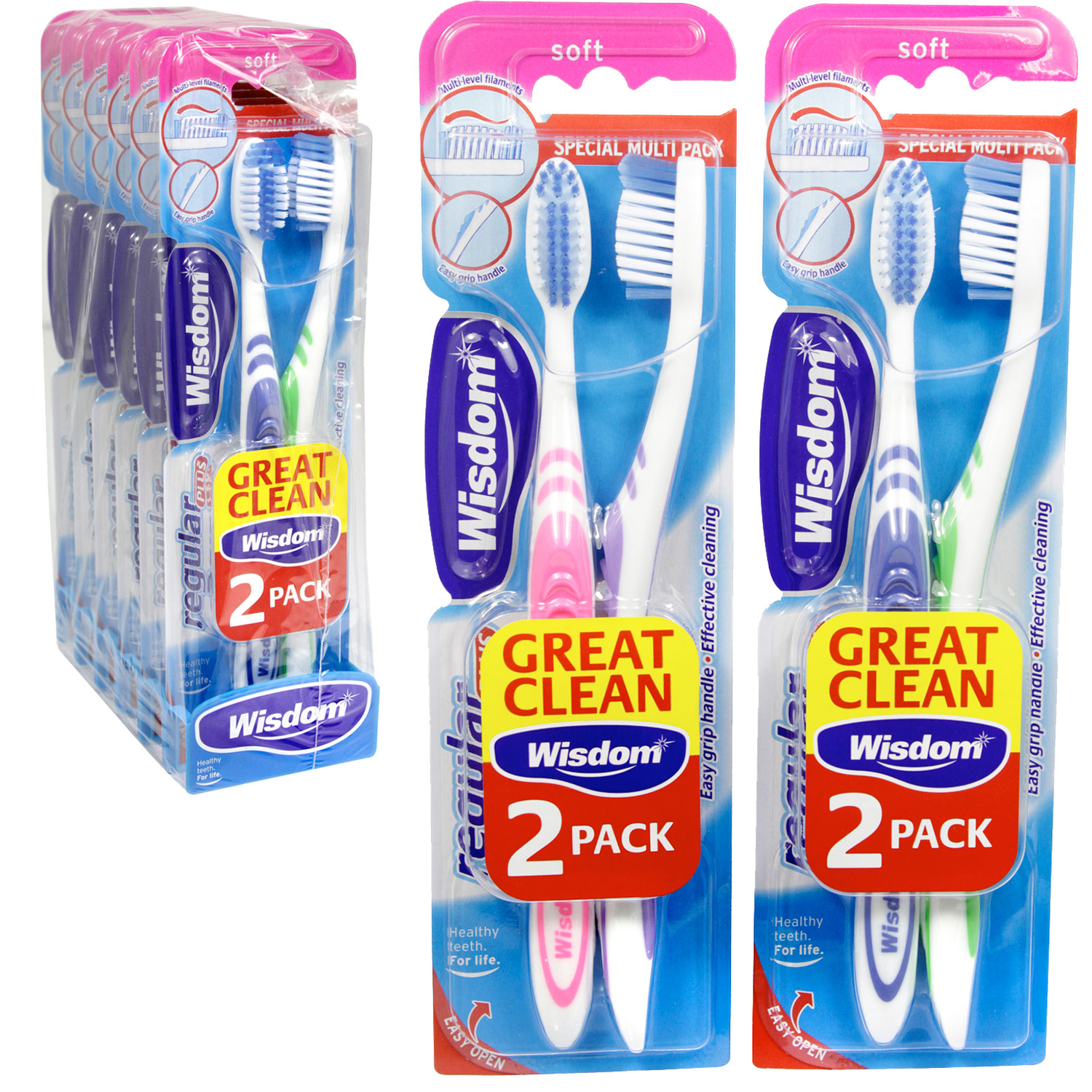 Weiche Zahnbürsten 2 Stk. Wisdom Regular Plus SOFT