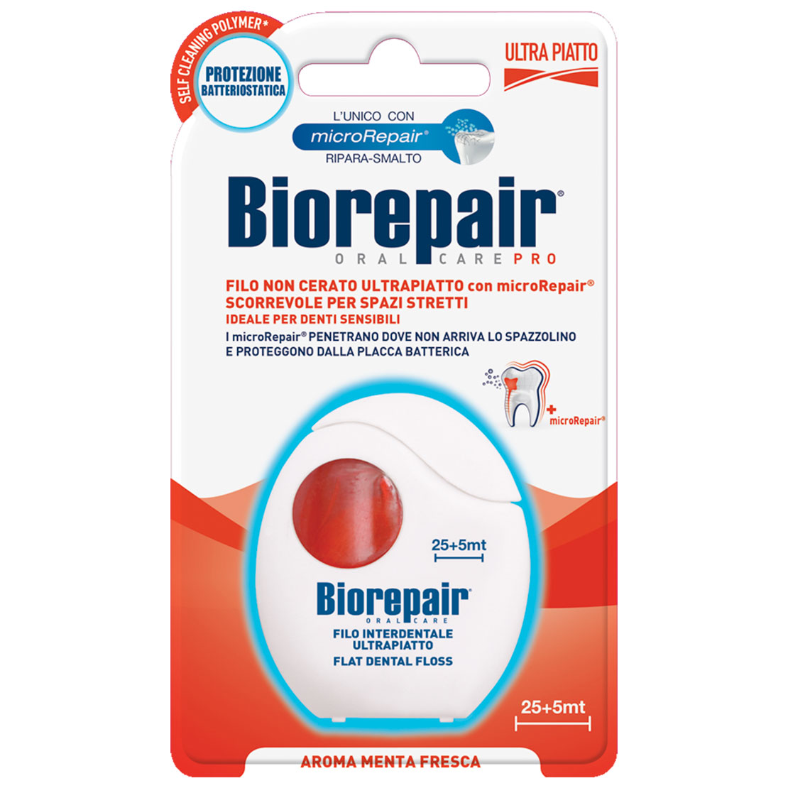 Biorepair Tandtråd Ultra-Flat MicroRepair Antibacterial 30 mtr.