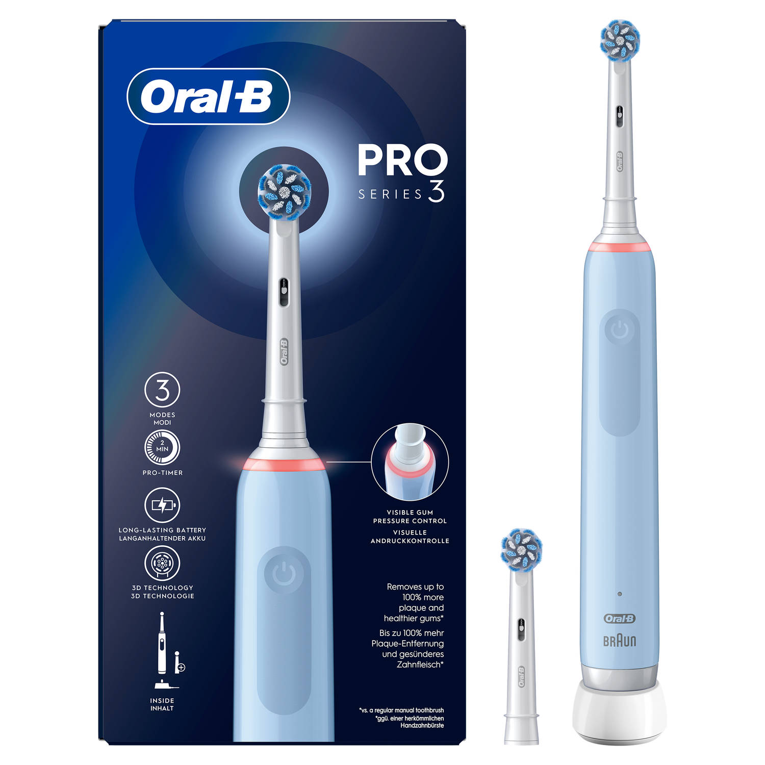 Oral-B Pro 3 3000 Sensitive Elektrische Zahnbürste Extra Bürstenkopf