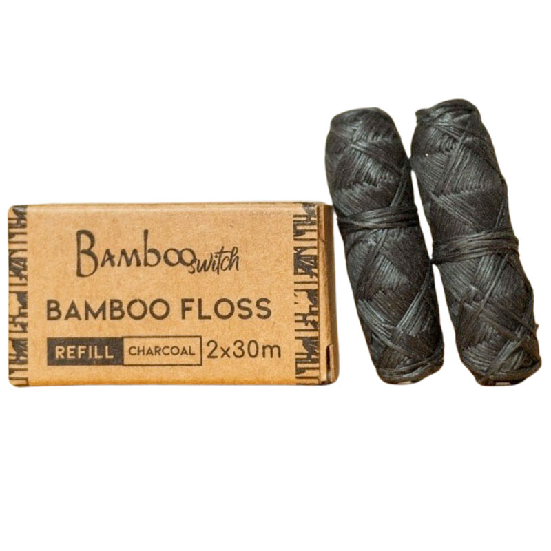 Nachhaltige Zahnseide Bamboo Switch Charcoal Nachfüllung 2 x 30 mtr