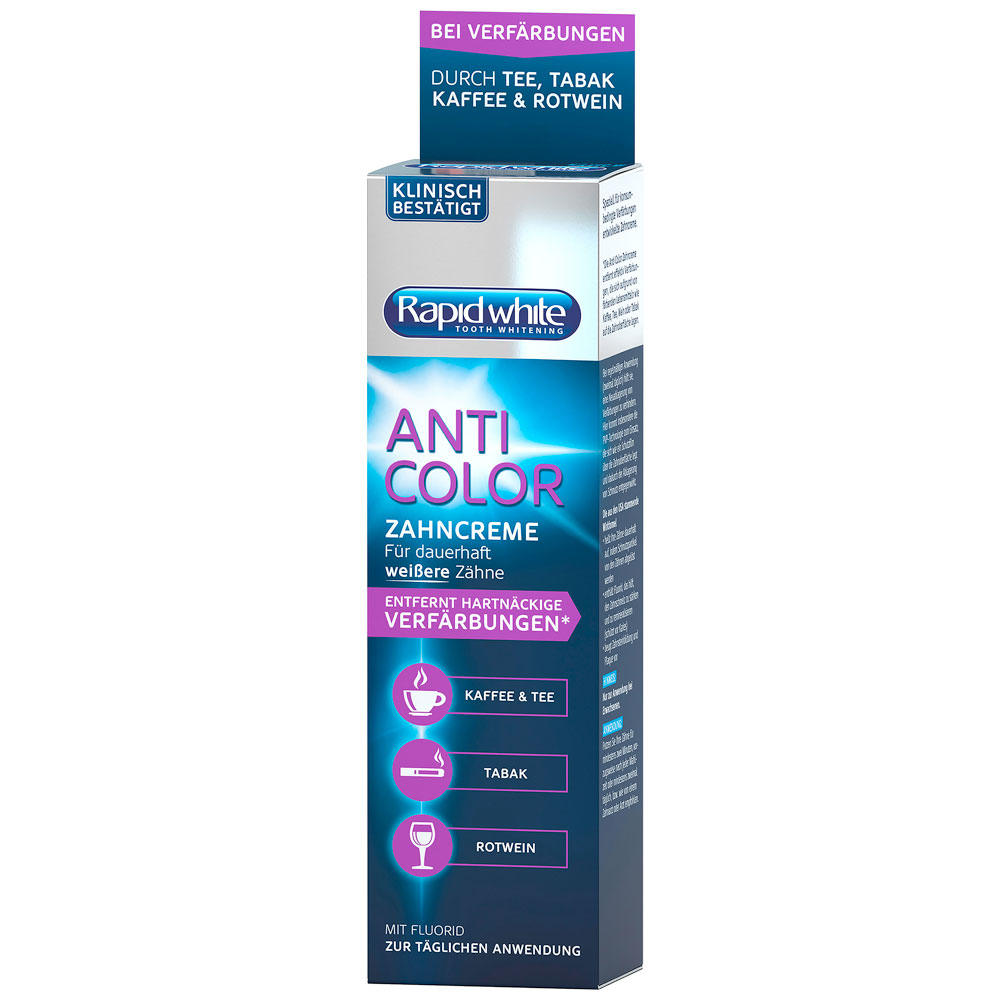 Tandblegning Tandpasta Rapid White Anti Colour 75 ml. - Rapid White Tandpasta