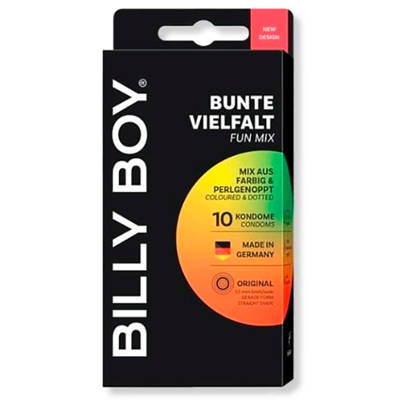 Farvede Kondomer Billy Boy Fun Mix Bunte Vielfalt 52 mm. 10 stk.