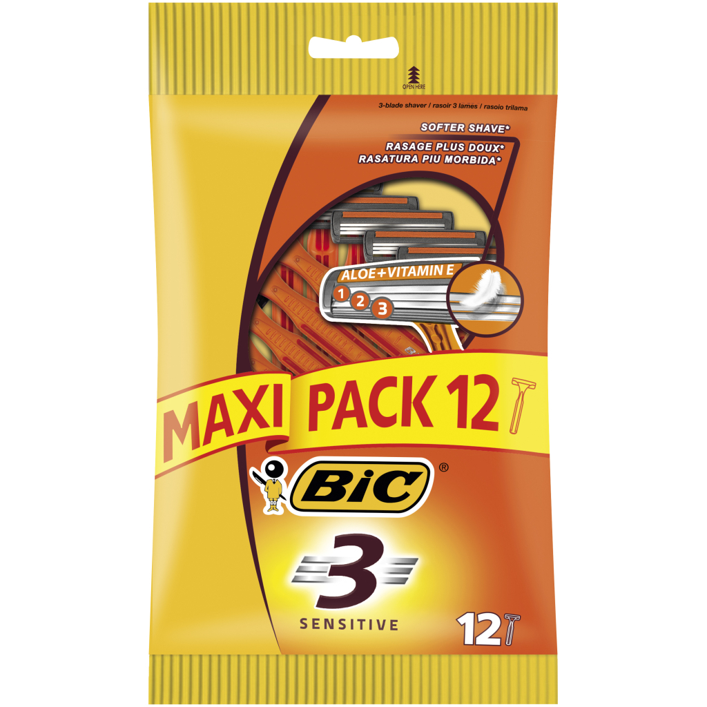 BIC 3 Sensitive Engangsskrabere 12 stk.