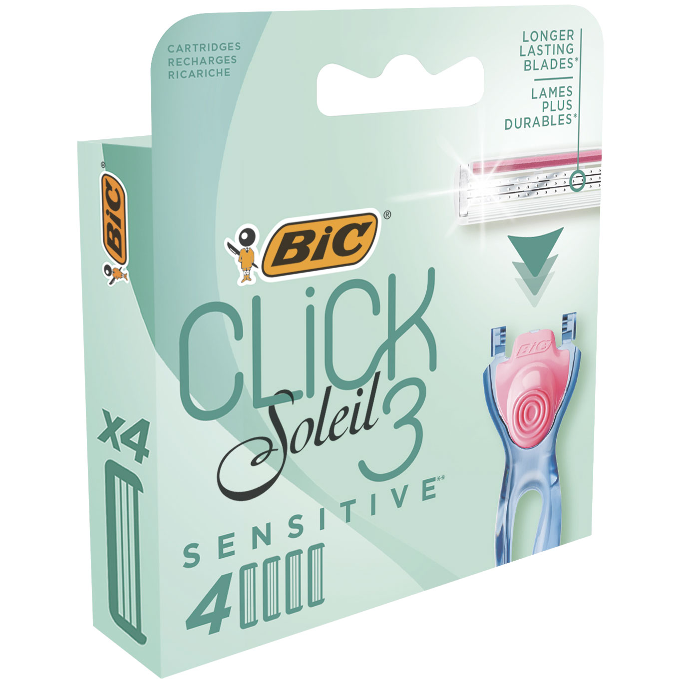 BIC 3 Click Soleil Sensitive Barberblade 4 stk.