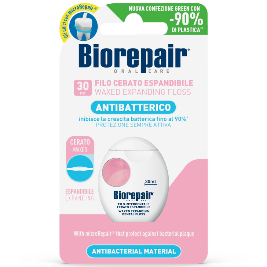 Biorepair Tandtråd Expanding Waxed MicroRepair Antibacterial 30 mtr.