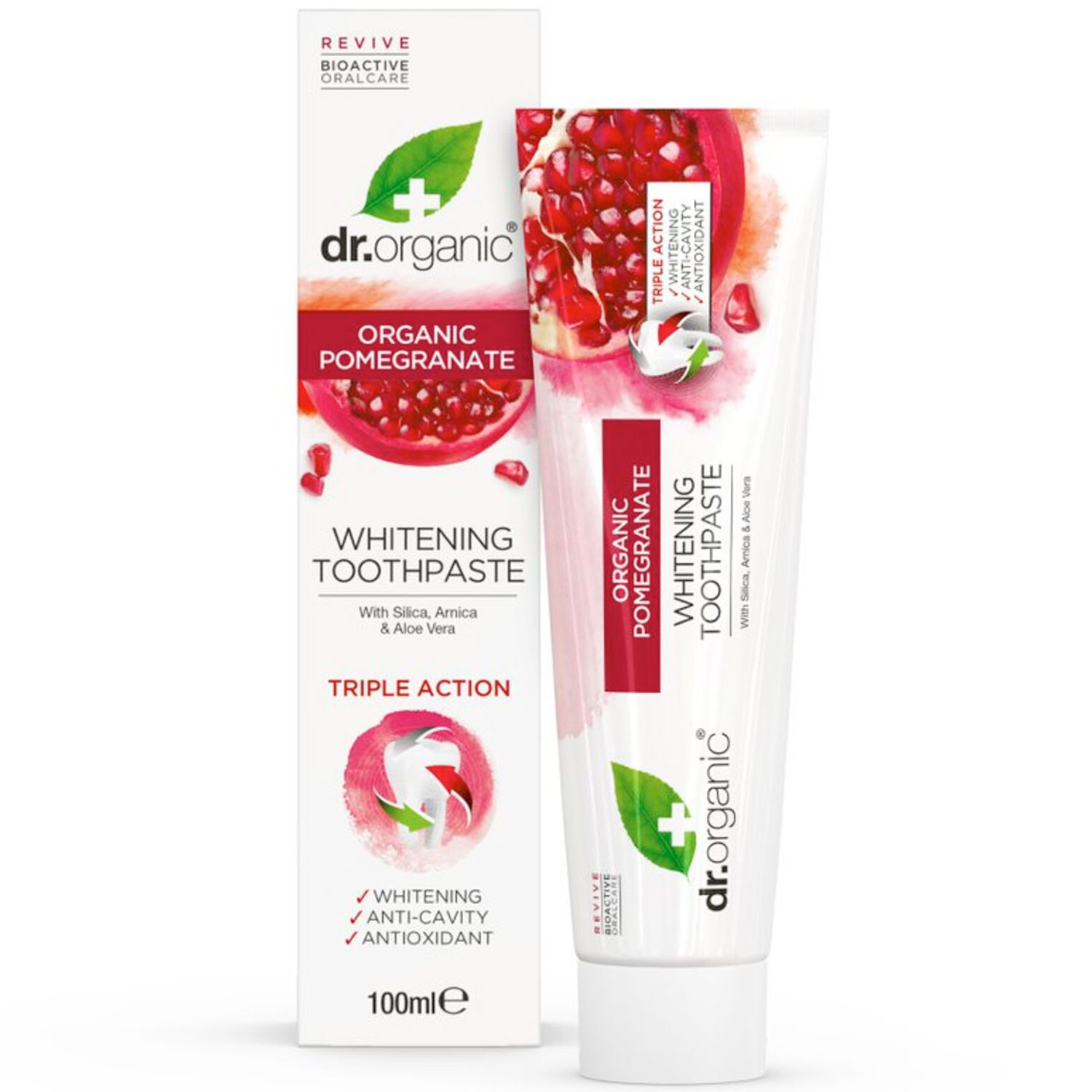 Økologisk Whitening Tandpasta Dr. Organic Pomegrate 100 ml.