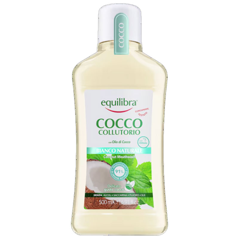 Naturlig Aloe Vera Mundskyl Equilibra Xylitol Natural White Coconut 500 ml.