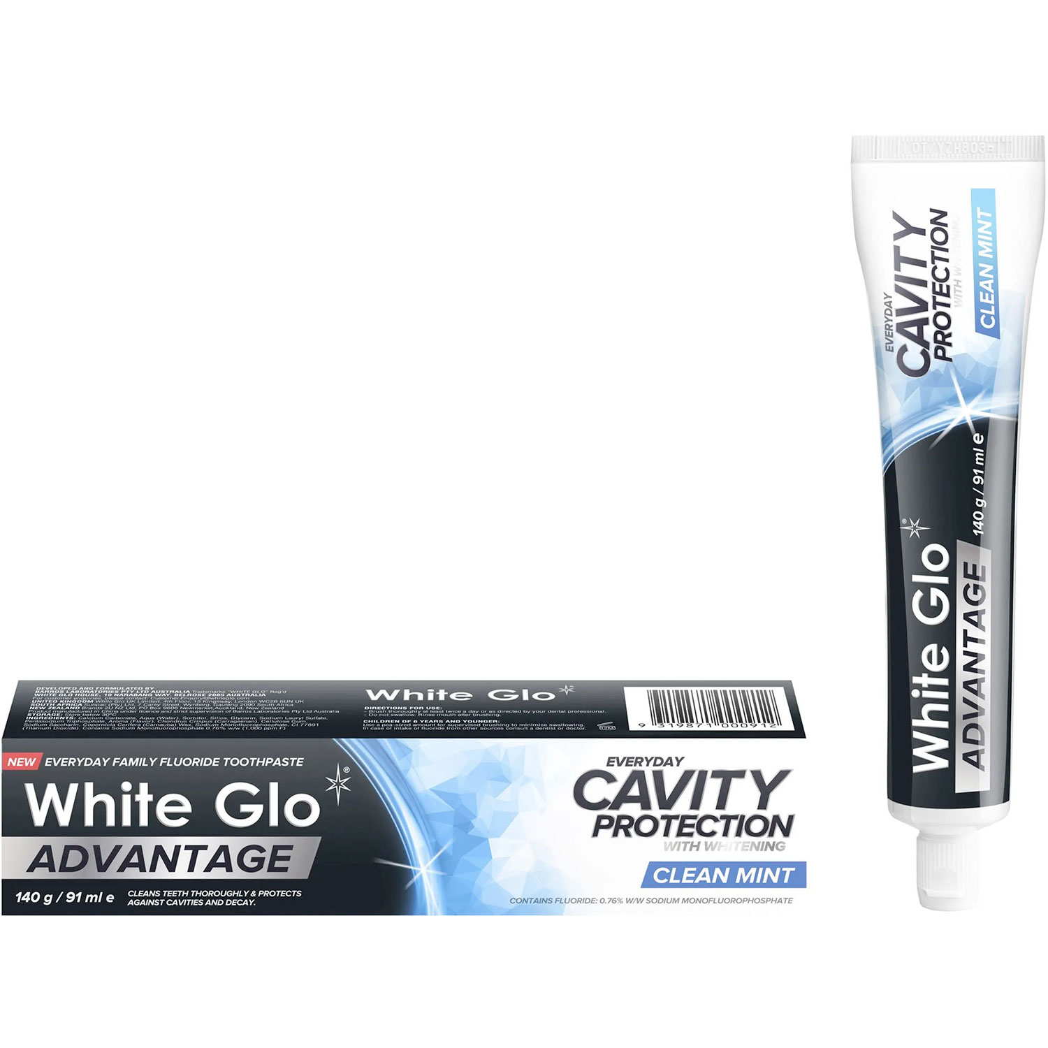 Whitening Zahnpasta White Glo Advantage Cavity Clean Mint 140g