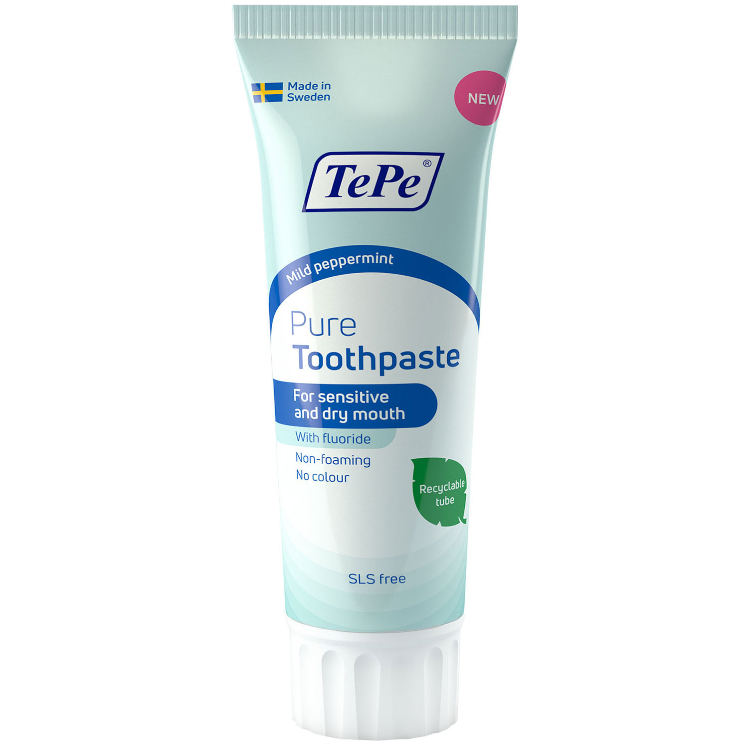 Tandpasta mod Mundtørhed TePe Pure Mild Peppermint 75 ml.